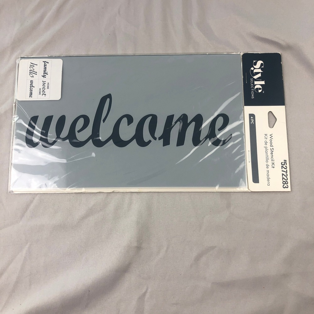 Style Selections Wood Stencil Kit 4 PC Family Welcome Home Sweet Home #